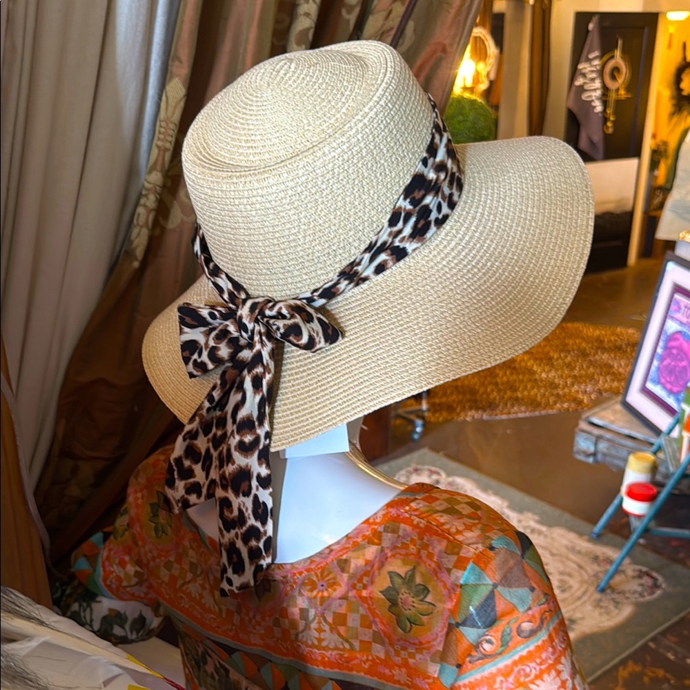 Leopard Print Bow Sun Hat